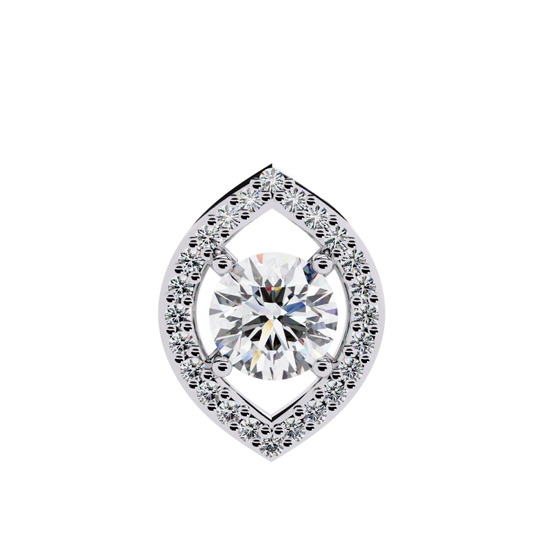 14K White Gold IGI Certified Round & Marquise Diamond Pendant – D-E Color, VVS–VS Clarity, Pass Through Design