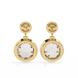 14K White Gold IGI Certified Round Diamond Dangling Earrings, D-E Color, VVS/VS Clarity