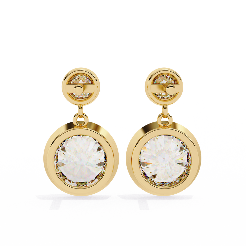 14K White Gold IGI Certified Round Diamond Dangling Earrings, D-E Color, VVS/VS Clarity