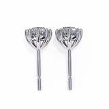 14K White Gold IGI Certified Round Solitaire Stud Earrings, 8 Prong, D-E Color, VVS/VS Clarity