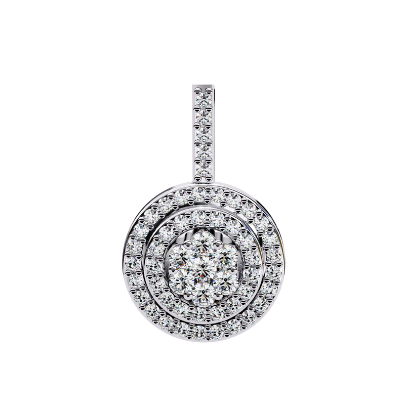14K White Gold IGI Certified Round Diamond Circle Pendant – D-E Color, VVS–VS Clarity, Classic Bail