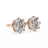 14K White Gold IGI Certified Round Solitaire Stud Earrings, 8 Prong, D-E Color, VVS/VS Clarity