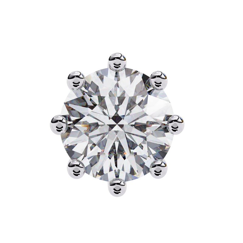 14K White Gold IGI Certified Round Solitaire Stud Earrings, 8 Prong, D-E Color, VVS/VS Clarity