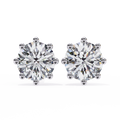 14K White Gold IGI Certified Round Solitaire Stud Earrings, 8 Prong, D-E Color, VVS/VS Clarity