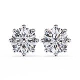 14K White Gold IGI Certified Round Solitaire Stud Earrings, 8 Prong, D-E Color, VVS/VS Clarity