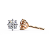 14K White Gold IGI Certified Round Solitaire Stud Earrings, 8 Prong, D-E Color, VVS/VS Clarity