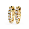 14K White Gold IGI Certified Round Diamond Hoop Earrings, Shared Prong, D-E Color, VVS/VS Clarity