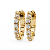 14K White Gold IGI Certified Round Diamond Hoop Earrings, Shared Prong, D-E Color, VVS/VS Clarity