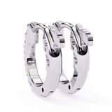 14K White Gold IGI Certified Round Diamond Hoop Earrings, Shared Prong, D-E Color, VVS/VS Clarity