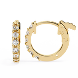 14K White Gold IGI Certified Round Diamond Hoop Earrings, Shared Prong, D-E Color, VVS/VS Clarity