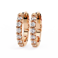14K White Gold IGI Certified Round Diamond Hoop Earrings, Shared Prong, D-E Color, VVS/VS Clarity