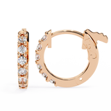14K White Gold IGI Certified Round Diamond Hoop Earrings, Shared Prong, D-E Color, VVS/VS Clarity