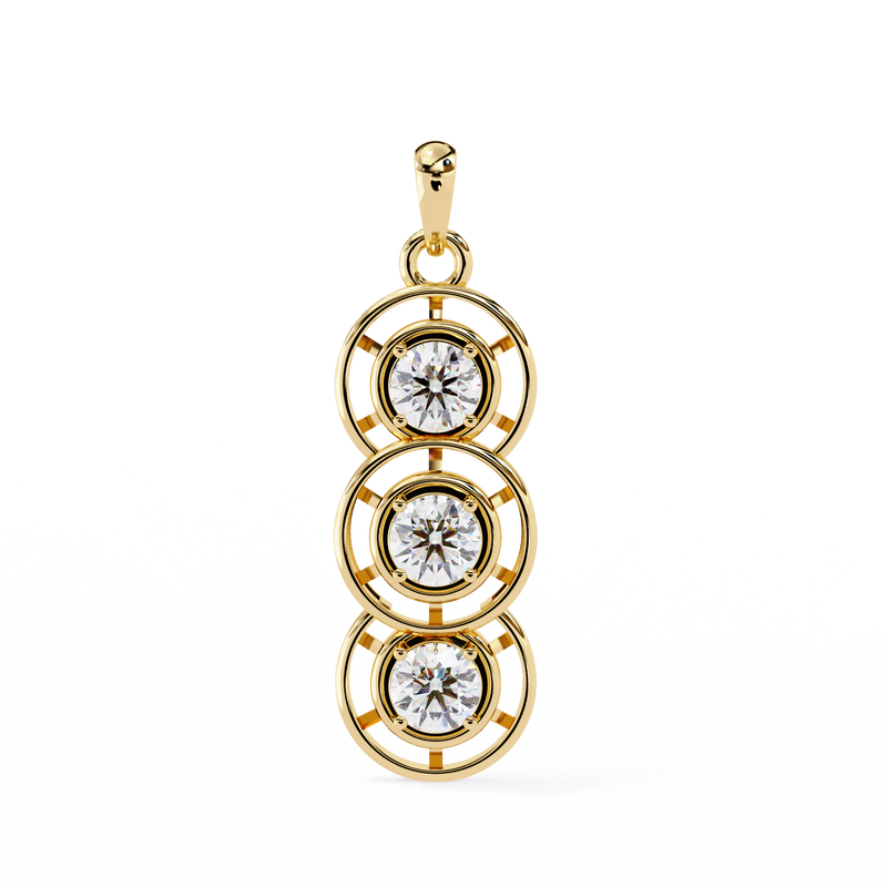 14K White Gold IGI Certified 3-Stone Round Diamond Pendant – D-E Color, VVS–VS Clarity, Classic Bail