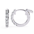 14K White Gold IGI Certified Round Diamond Hoop Earrings, Shared Prong, D-E Color, VVS/VS Clarity