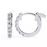 14K White Gold IGI Certified Round Diamond Hoop Earrings, Shared Prong, D-E Color, VVS/VS Clarity