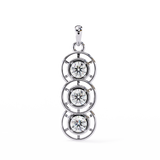 14K White Gold IGI Certified 3-Stone Round Diamond Pendant – D-E Color, VVS–VS Clarity, Classic Bail
