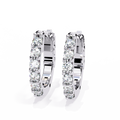 14K White Gold IGI Certified Round Diamond Hoop Earrings, Shared Prong, D-E Color, VVS/VS Clarity