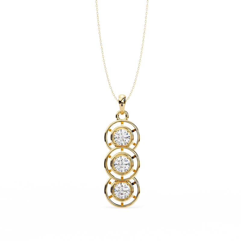 14K White Gold IGI Certified 3-Stone Round Diamond Pendant – D-E Color, VVS–VS Clarity, Classic Bail