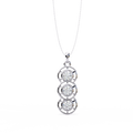 14K White Gold IGI Certified 3-Stone Round Diamond Pendant – D-E Color, VVS–VS Clarity, Classic Bail