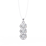 14K White Gold IGI Certified 3-Stone Round Diamond Pendant – D-E Color, VVS–VS Clarity, Classic Bail