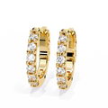 14K White Gold IGI Certified Round Diamond Hoop Earrings, Shared Prong, D-E Color, VVS/VS Clarity