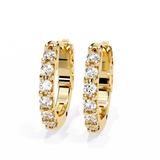 14K White Gold IGI Certified Round Diamond Hoop Earrings, Shared Prong, D-E Color, VVS/VS Clarity
