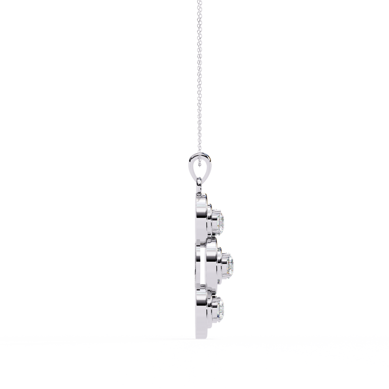 14K White Gold IGI Certified 3-Stone Round Diamond Pendant – D-E Color, VVS–VS Clarity, Classic Bail