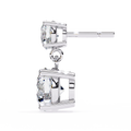 14K White Gold IGI Certified Round Diamond Dangling Earrings, D-E Color, VVS/VS Clarity