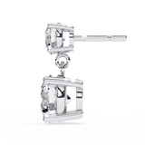 14K White Gold IGI Certified Round Diamond Dangling Earrings, D-E Color, VVS/VS Clarity