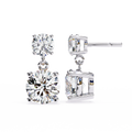 14K White Gold IGI Certified Round Diamond Dangling Earrings, D-E Color, VVS/VS Clarity