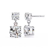 14K White Gold IGI Certified Round Diamond Dangling Earrings, D-E Color, VVS/VS Clarity