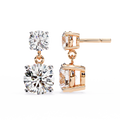 14K White Gold IGI Certified Round Diamond Dangling Earrings, D-E Color, VVS/VS Clarity