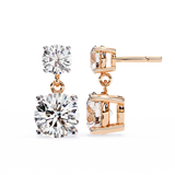 14K White Gold IGI Certified Round Diamond Dangling Earrings, D-E Color, VVS/VS Clarity