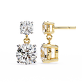 14K White Gold IGI Certified Round Diamond Dangling Earrings, D-E Color, VVS/VS Clarity