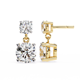 14K White Gold IGI Certified Round Diamond Dangling Earrings, D-E Color, VVS/VS Clarity