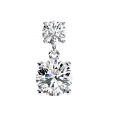 14K White Gold IGI Certified Round Diamond Dangling Earrings, D-E Color, VVS/VS Clarity