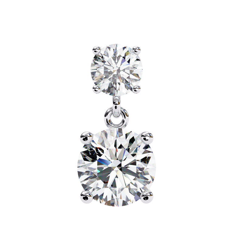 14K White Gold IGI Certified Round Diamond Dangling Earrings, D-E Color, VVS/VS Clarity