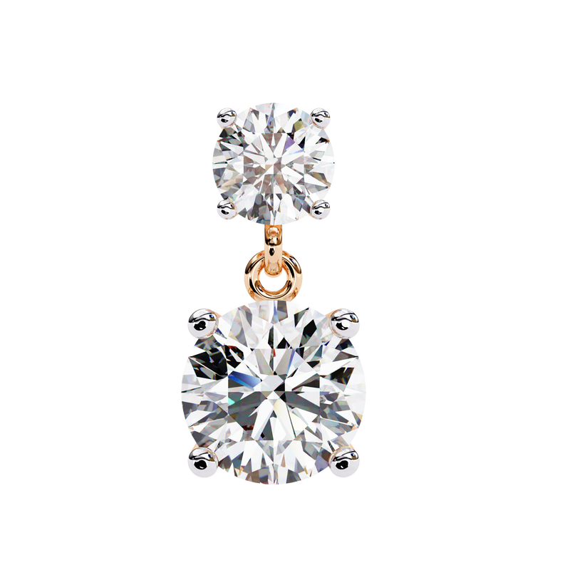14K White Gold IGI Certified Round Diamond Dangling Earrings, D-E Color, VVS/VS Clarity
