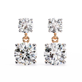 14K White Gold IGI Certified Round Diamond Dangling Earrings, D-E Color, VVS/VS Clarity