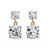 14K White Gold IGI Certified Round Diamond Dangling Earrings, D-E Color, VVS/VS Clarity
