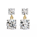 14K White Gold IGI Certified Round Diamond Dangling Earrings, D-E Color, VVS/VS Clarity