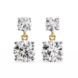 14K White Gold IGI Certified Round Diamond Dangling Earrings, D-E Color, VVS/VS Clarity