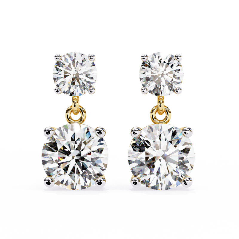 14K White Gold IGI Certified Round Diamond Dangling Earrings, D-E Color, VVS/VS Clarity