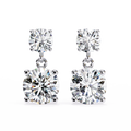 14K White Gold IGI Certified Round Diamond Dangling Earrings, D-E Color, VVS/VS Clarity
