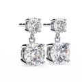 14K White Gold IGI Certified Round Diamond Dangling Earrings, D-E Color, VVS/VS Clarity