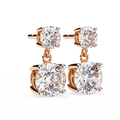 14K White Gold IGI Certified Round Diamond Dangling Earrings, D-E Color, VVS/VS Clarity