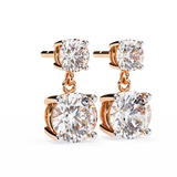 14K White Gold IGI Certified Round Diamond Dangling Earrings, D-E Color, VVS/VS Clarity