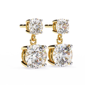 14K White Gold IGI Certified Round Diamond Dangling Earrings, D-E Color, VVS/VS Clarity