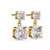 14K White Gold IGI Certified Round Diamond Dangling Earrings, D-E Color, VVS/VS Clarity