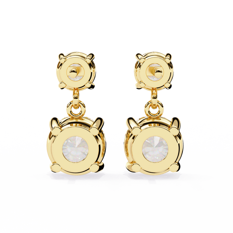 14K White Gold IGI Certified Round Diamond Dangling Earrings, D-E Color, VVS/VS Clarity